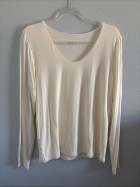 Joan Rivers Cream Long Sleeve Scoop Neck Top